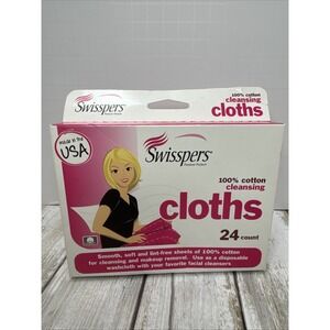 Swisspers 100% Cotton Facial Cleansing Cloths, 24 count  Makeup Removal USA MADE